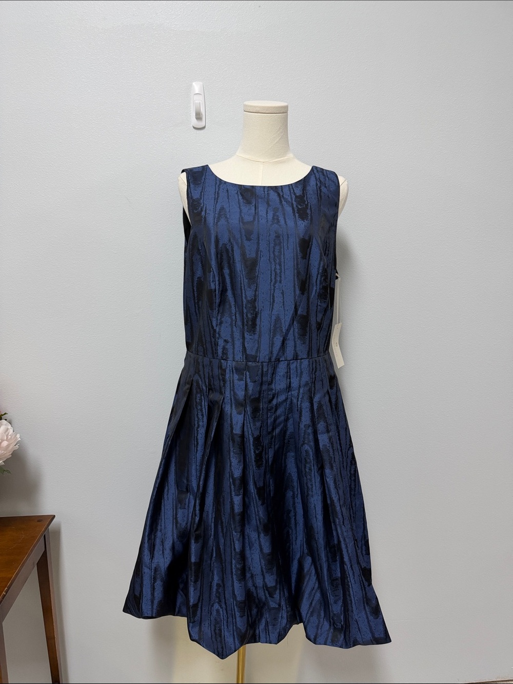 Etcetera Navy Textured Sleeveless Midi Dress